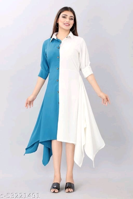 White Common Button Color Kurti 